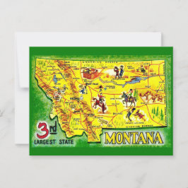 Cartão postal de mapa ilustrado vintage de Montana