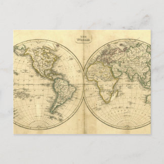 cartão postal de mapa mundial antigo