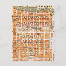 Cartão postal de mapa vintage de Savannah Geórgia