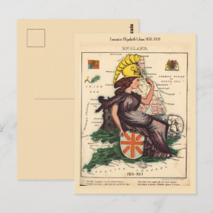 Cartão postal de mapas pictóricos de Inglaterra