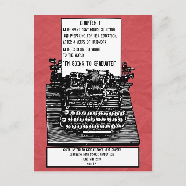 Cartão Postal de Máquina de Escrever Antiga (Frente)