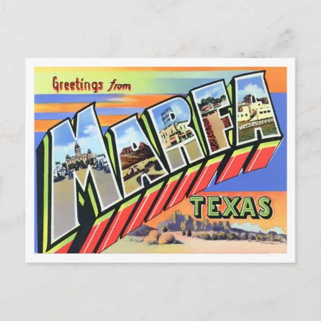 Cartão postal de Marfa, Texas Vintage (Frente)