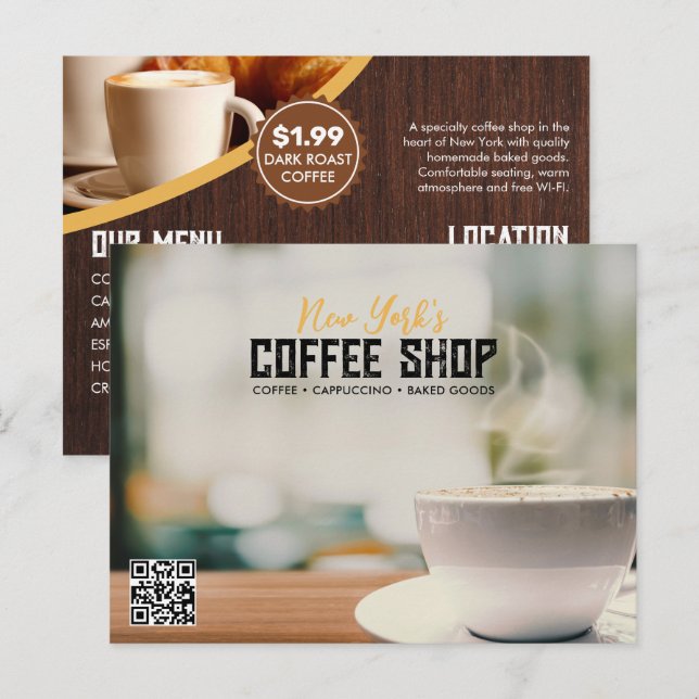 Cartão postal de marketing de café simples (Frente/Verso)