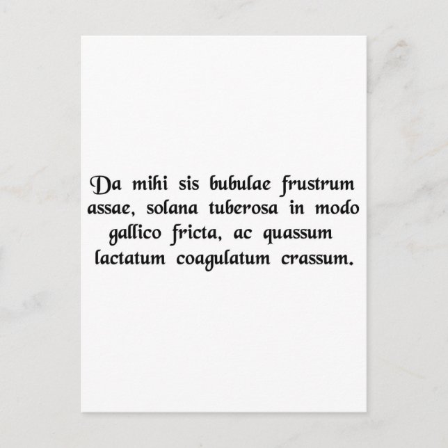 Cartão Postal Dê-me um hambúrguer, batatas fritas, e um.... (Frente)