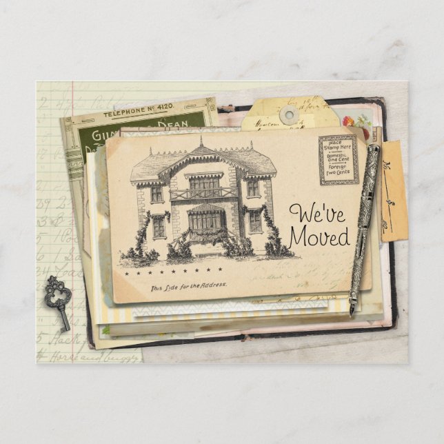 Cartão Postal de Mesa Antigo Mudamos de Endereço (Frente)