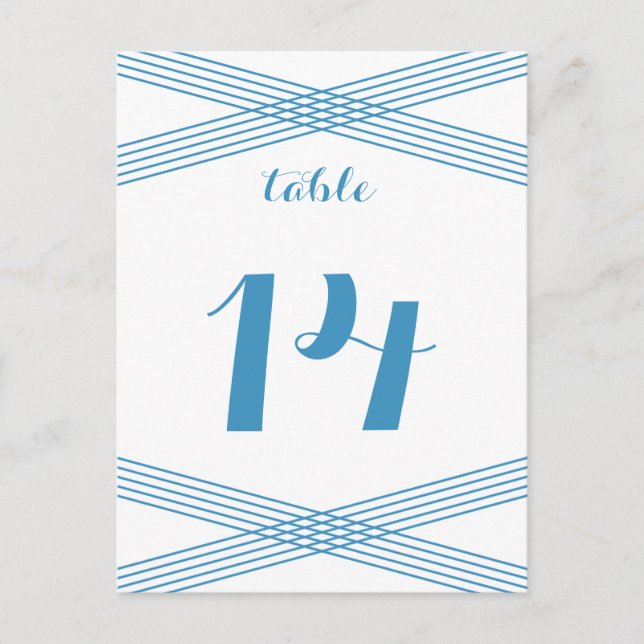 Cartão postal de Mesa de Deco Moderno Azul (Frente)