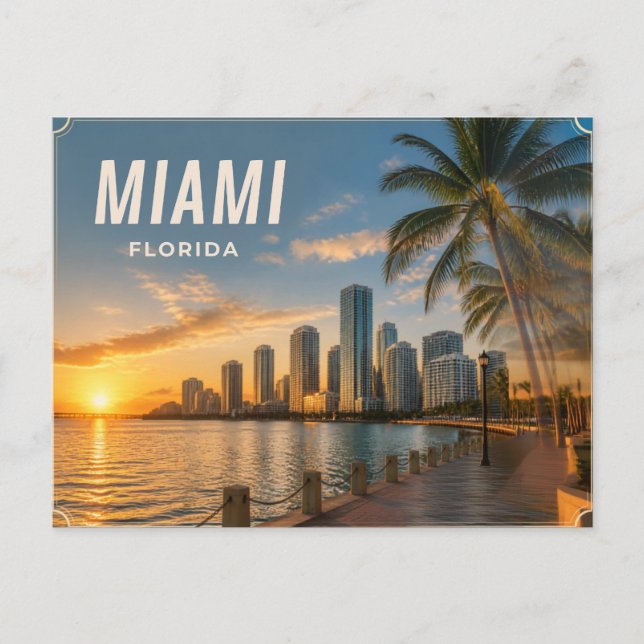 Cartão postal de Miami Flórida (Frente)
