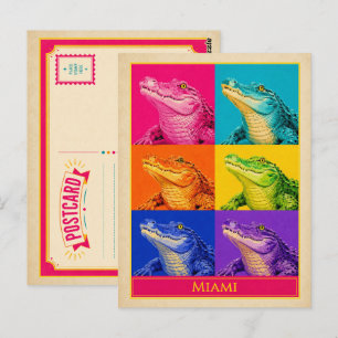 Cartão Postal de Miami Flórida Jacaré Arte Pop Vin