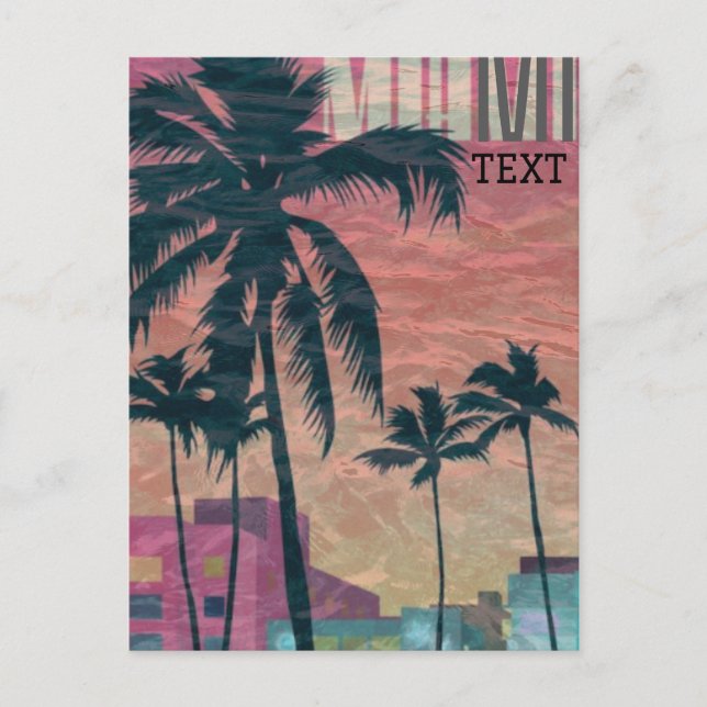 Cartão postal de Miami pôster de viagem (Frente)