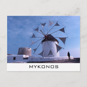 Cartão postal de moinho de vento Mykonos