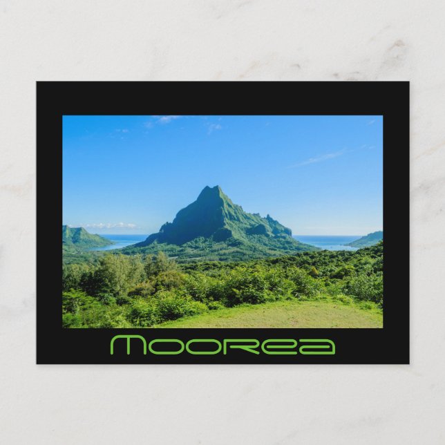 Cartão postal de Moorea verde com texto preto (Frente)