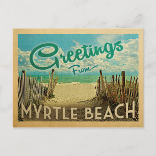 Cartão Postal de Myrtle Beach Viagem Antiga