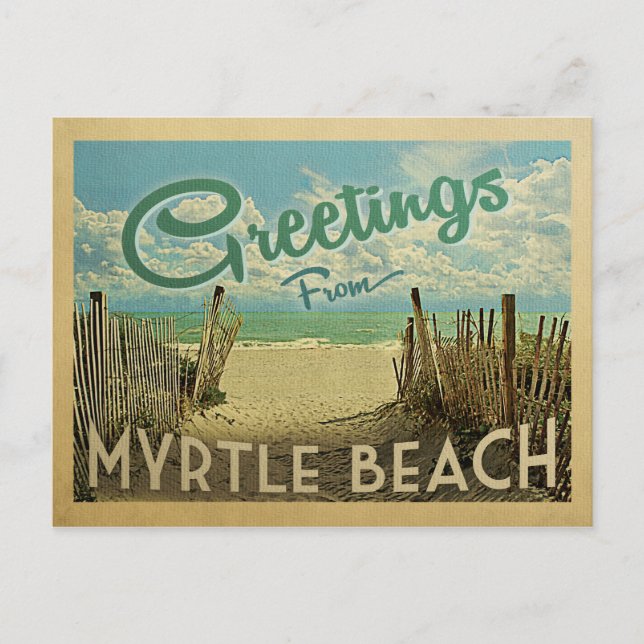 Cartão Postal de Myrtle Beach Viagem Antiga (Frente)