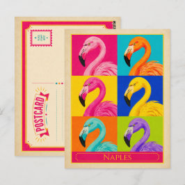 Cartão Postal de Nápoles Flórida Flamingo Arte Pop