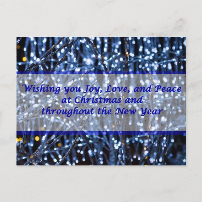 Cartão postal de Natal Abstrato das Luzes Azuis (Frente)