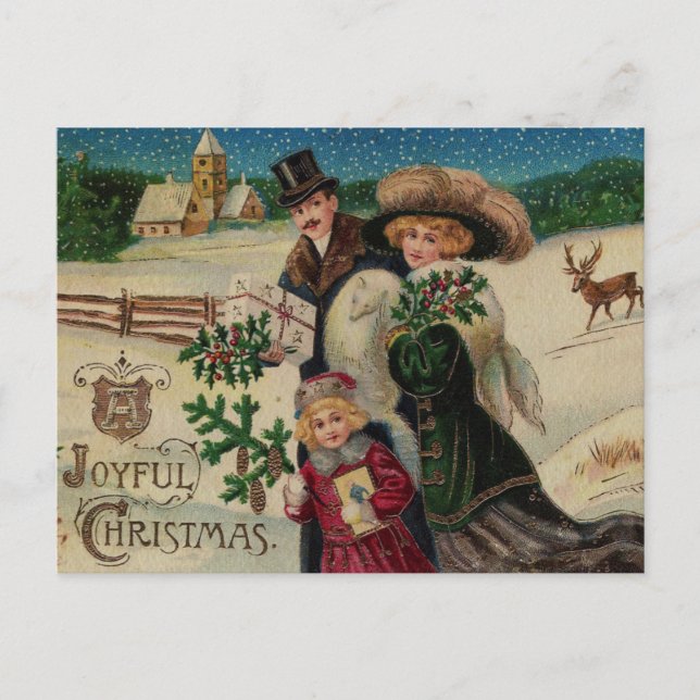 Cartão postal de Natal antigo (Frente)