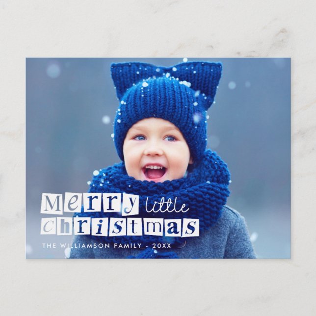 cartão postal de Natal azul (Frente)