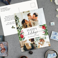 Cartão postal de Natal Botânico Elegante 3