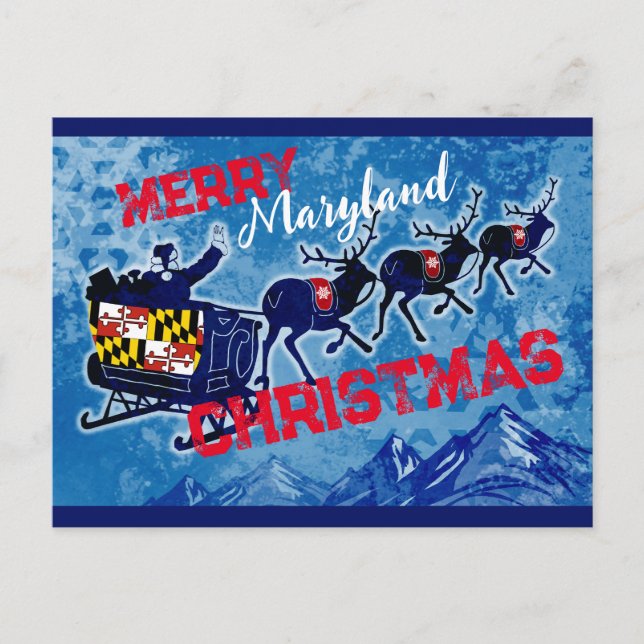 Cartão postal de Natal com bandeira de Maryland (Frente)