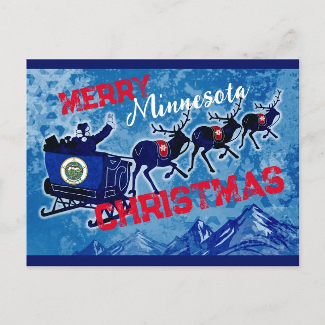 Cartão postal de Natal com bandeira de Minnesota (Frente)
