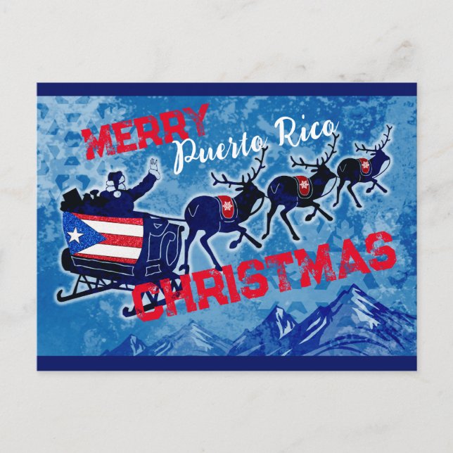 Cartão postal de Natal com bandeira feliz Porto Ri (Frente)