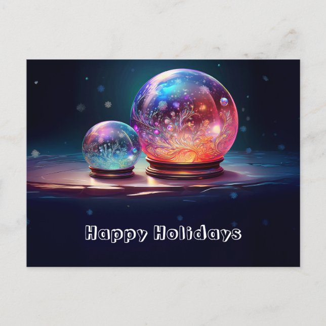 Cartão postal de Natal com bolas de neve de crista (Frente)