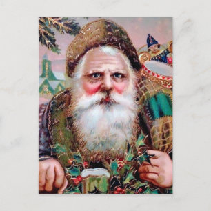 Cartão postal de Natal com rosto de Papai Noel ass