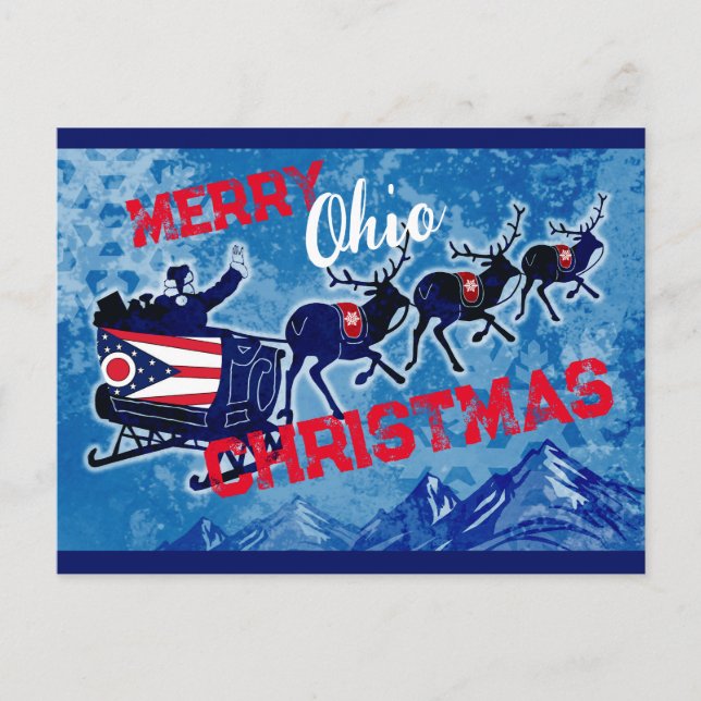 Cartão postal de Natal da bandeira de Ohio feliz (Frente)