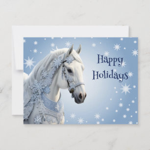 Cartão postal de Natal de cavalo de flocos de neve