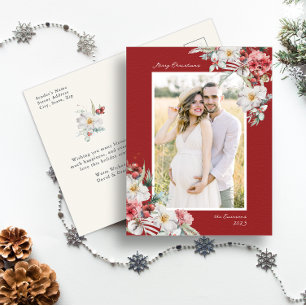 Cartão Postal de Natal de Fotos de Férias Elegante