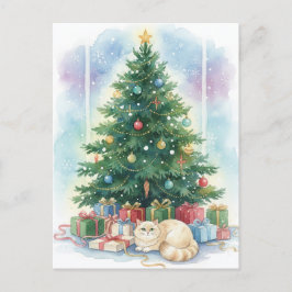 Cartão postal de Natal de Gato Aconchegante Arte d