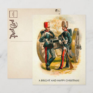 Cartão postal de Natal de soldados antigos 
