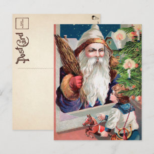 Cartão postal de Natal do Papai Noel Mau Vintage