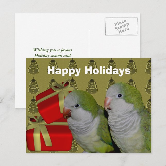 Cartão postal de Natal do Quaker Parrot (Frente/Verso)