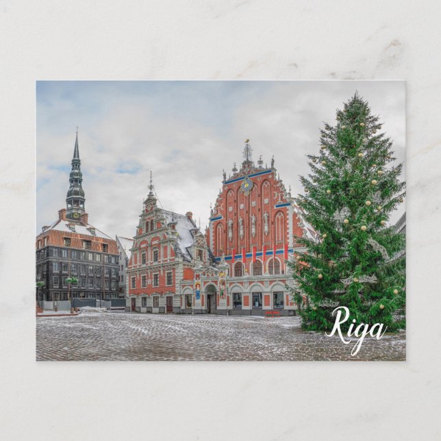 Cartão postal de Natal em Riga Latvia (Frente)