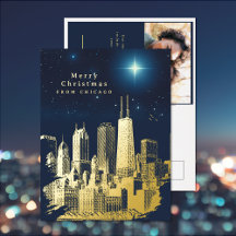 Cartão Postal de Natal Estrela de Chicago Adiciona