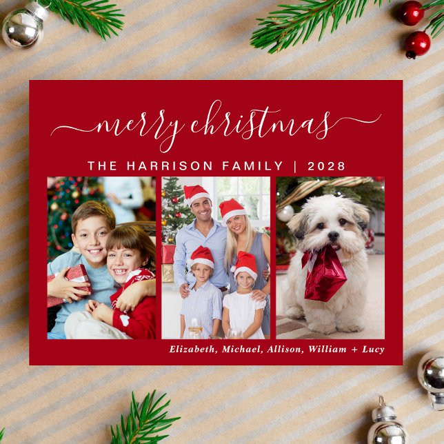 Cartão postal de Natal Feliz 3 (Capture the joy, love & laughter shared with your family and friends in a card that's uniquely yours)