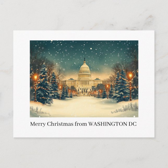 Cartão postal de Natal Feliz em Washington DC (Frente)
