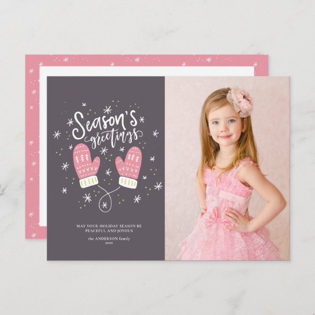 Cartão postal de Natal Hygge Mittens (Frente/Verso)