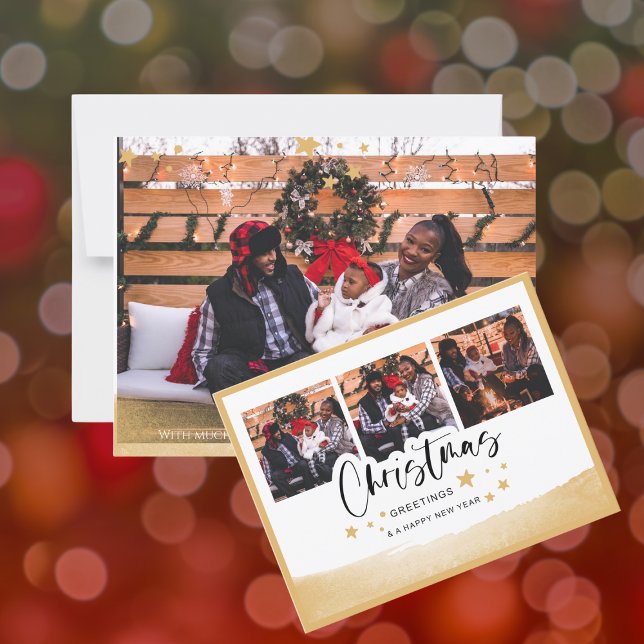 Cartão postal de Natal Moderno (4 imagens) (4 photo personalized Christmas card)