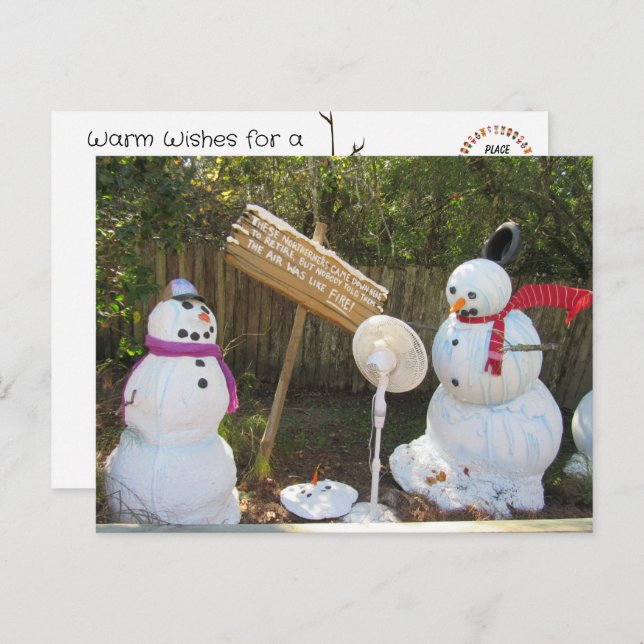 Cartão postal de Natal para 2 Snowmen de Fusão (Frente/Verso)