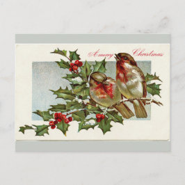 Cartão postal de Natal para Aves Vintage e Cinzas 