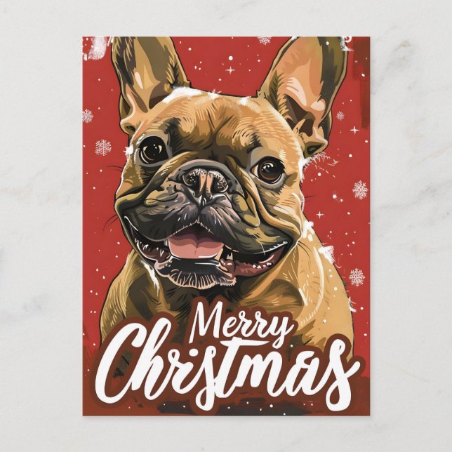Cartão postal de Natal para Buldogue Francês (Frente)