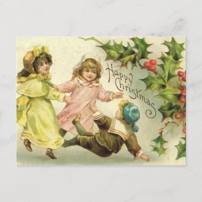 Cartão postal de Natal para Crianças Vintage (Frente)