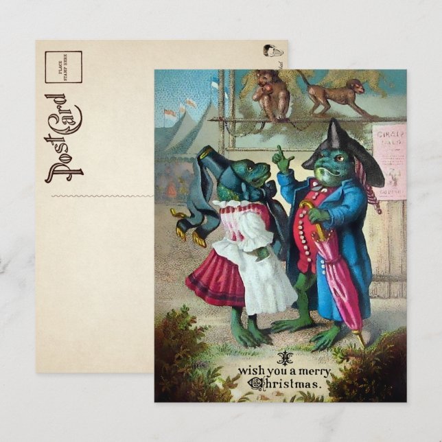 Cartão postal de Natal para Sapos Vitorianos Vinta (Frente/Verso)