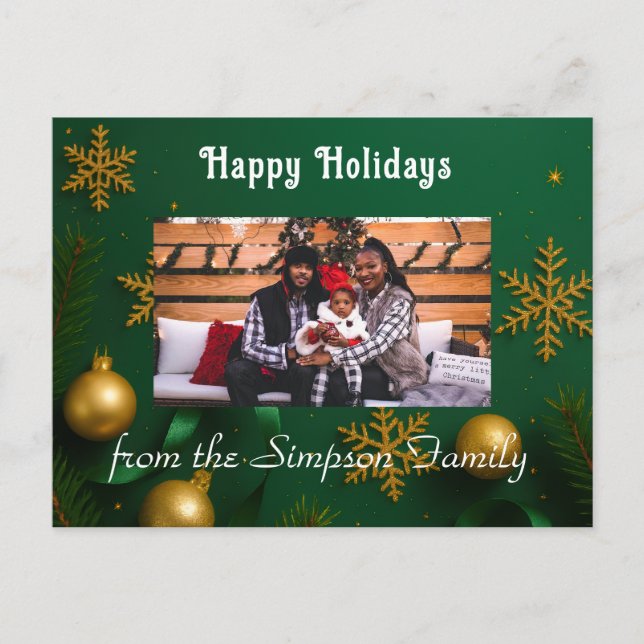 Cartão postal de Natal personalizado com foto da f (Frente)