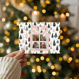 Cartão Postal de Natal Personalizado Moderno Rosa