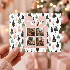 Cartão Postal de Natal Personalizado Moderno Rosa