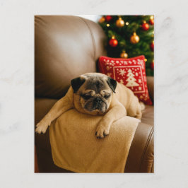 Cartão Postal de Natal Pug Noite de Natal Aconcheg