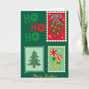 Cartão Postal de Natal Retro - Musgo, Árvore e P